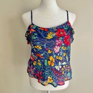 Vintage Fairy Butterfly Whimsy Sequin Rayon Tank Top Rene Derhy Large